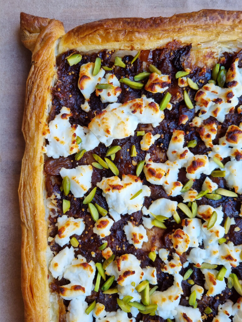 goats cheese pistachio Tart